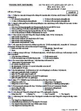 Đề thi học kỳ II môn Lịch sử 12 - Mã đề 209 - Năm học 2016-2017 - Trường THPT Yên Thành 2